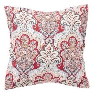 NWOT Pottery Barn Jordana Multi Red Euro Shams  (2) Cotton Percale